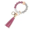 DHL Ship Silicone Breded Bangle Keynchain avec Tassel for Women Party Favor Wristlet Key Ring Bracelet9667660