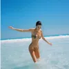 Ekose kadın mayo bikini set tekstil son baskılı bayanlar mayo bikinis bahar yaz kadın mayo