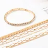 Enkelbanden Fasion Punk Enkelbandjes Goud Kleur Voor Vrouwen Strass Zomer Strand Op De Been Accessoires Cheville Voet Jewellery3087