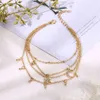 2021 Sommar Enkel Golden Color Zircon Crystal Heart-Shaped Cute Chain Anklet Bohemian Romance Footwear Ben Kvinna Fot Smycken