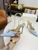 Designer women's shoes silk shoes luxury high-heeled banquet women mule Fashion Wedding Crystal Pearl 9.5cm desgner slide 35-42