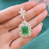 OEVAS 100% 925 Sterling Silver 9 11mm Synthetic Emerald Pendant Necklace For Women Sparkling High Carbon Diamond Fine Jewelry235D
