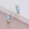 Stud 2021 Simple Fashion Geometric Round Charm 925 Sterling Silver Jewelry Gift Classic Natural Precious Larimar Earrings For Women