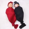 ベビーブランケットヘッドバンドターバンキャップ3ピース新生児スーパーソフトニットコットンスワッドリング布は怖い子供の拭き取りwmq1347