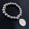 Beaded Strands Elastic Greek Sorority 316L Stainless Steel Letteer Charm Women Jewelry Beaded291t