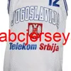 Vlade Divac＃12 Jugoslavija Yugoslavia Bule White Basketball Jerseyステッチカスタム任意の番号NAMENCAA XS-6XL