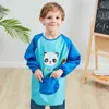 Drawing Long SleeveChildren Apron Kids Bibs Cute Cartoon Baby Waterproof Infant Eating Feeding Kid Painting Aprons 211222