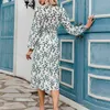 Beach Dresses Summer Fashion Women Clothing High Waist A-Line Women Dress V Neck Floral Print Dress Holiday Women Sundress 210419