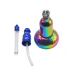 Tubi per fumatori Bottiglia arcobaleno Pipa in vetro Pipa per narghilè Top con tubi per l'acqua colorati Set da fumo da viaggio in metallo