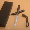 ¡¡En stock!! Cuchillo recto pequeño VG10, hoja de punto de caída de acero damasco, ébano + mango de cabeza de acero inoxidable, llavero EDC para exteriores