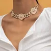 Панк простые преувеличенные украшения с геометрическим круглым ретро горный хрусталь ожерелье цветное ожерелье цветок для женщин x0707