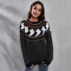 European American neue Damen Strick-T-Shirts Geist Gestreifter passender Langarm-Strickpullover lose Herbst-Winter-Kleidung