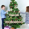 Décorations de Noël 18Pcs Creative DIY Pendentifs Ronds Copeaux De Bois Ornements Suspendus