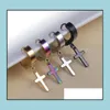 Boucles d'oreilles bijoux 4 couleurs allergies croix au ras du rassasme ￠ la mode titane punk ￩talons en acier inoxydable 30pcs cj2y