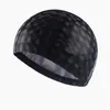 Crystal Water Cube Grids PU Coating Fabric Waterproof Ear Long Hair Protection Swim Pool Swimming Water Caps Hat for Men Women 1230 Z2