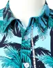 Męskie wakacje Casual Krótki Rękaw Aloha Hawaiian Koszula Palma Drukowane Tropikalne Blue Shirts Camisa Hawaiana 210721