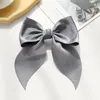 Retro Streamer Haarbogen Voor Meisjes Effen Kleur Handgemaakte Paardenstaart Clips Sweet Bowknot Haarspeld Snap Franse Clip Haaraccessoires