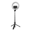 Bärbar Selfie Stick-stativ med LED-ringfyllningsljus med fjärrkontroll kan sträcka sig för 4,0-6,2 tums smart telefon