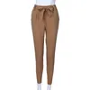 Pantaloni cargo a vita alta Donna Harem leggero Casual Palazzo Bow Lace Up Ufficio formale Elegante Capris da donna P3