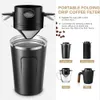 2021 Nuovo porta tè gocciolante portatile in acciaio inossidabile con filtro per caffè pieghevole riutilizzabile a doppio strato appeso all'orecchio