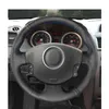 Hand-stitched Black PU Artificial Leather Car Steering Wheel Covers Wrap for Megane 2 2 Grand Scenic Kangoo 2