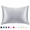 Silk Satin Pillowcase Hem Multicolor Is Silks Kuddefodral Zipper Kuddar täcker dubbla ansikten kuvert sängkläder leveranser 20 * 26 tums cgy205