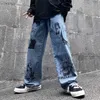 Yıkanmış Kot Kadın Harajuku Anime Baskı Baggy Erkek Streetwear Pamuk Moda Y2K Adam Gevşek Geniş Bacak Pantolon 211009