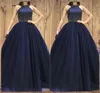 2022 Design Halter Dark Navy A Line Prom Dress Major Beaded Sexy Formal Evening Dresses Floor Length Satin Tulle Fashion Women Party Gowns