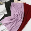 Winter with slit back one step skirt female slim Korean high waist over-the-knee Womens pit strip knitted hip Pencil 210420