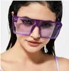 Lunettes de soleil carrées surdimensionnées pour femmes, marque de mode, dessus plat, rouge, noir, verres transparents, une pièce, pour hommes, Gafas, miroir Uv400, 2022