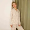 Viskose Mode Pyjama Sets Für Frauen Casual Langarm Floral Print Nachtwäsche Frühling Herbst Lose Hause Kleidung 211215
