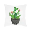 4 Stück Kaktus Sukkulenten Kissenbezüge 45 x 45 cm Blumenkissen Baumwolle Leinen Home Decor M#28 Kissen/Dekorativ