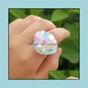 Band Rings Jewelry Summer Beach Acrylic Resin Sea Shell Shaped Transparent Womens Korean Simated Pearl Star Finger Wholesale Drop Delivery 2