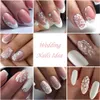 5D White Lace Acrylic Flowers Nail Art Sticker Decal Embossed Wedding Design Adhesive Polish Slider Charms Manicure