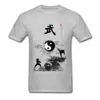 Yin Yang Kung Fu Chinois Traditionnel Encre À L'eau Peinture Hommes T-shirt Blanc À Manches Courtes Coton T-shirt Conception Unique 210629