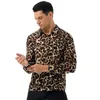 leopardo homens camisa colar