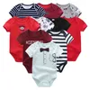 10st Born Baby Girl Kläder Bomull Kortärmad Jumpsuit 0-12m Unisex Boy Cartoon Print Solid Ropa Bebe 211101