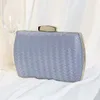 Retro Weave Evenskväska för Kvinnor Glitter Sequin Clutch Bag Wedding Luxury Designer Handväska Axel Crossbody Party Purse