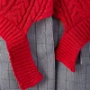 Kadınlar Kırmızı Patchwork Ekose Örme Kuşak Blazer Yaka Uzun Kollu Loos Ceket Moda Gelgit İlkbahar Sonbahar SH448 210421