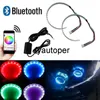 2st Wireless RGB Multi Color LED Lights Strip Halo Ring strålkastare Bil Ljus Dekoration App Remote Universal Car Tillbehör