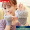Peluş Kaşmir Kadın Eldiven Kış Yarım Parmaklar Örme Dokunmatik Ekran Sıcak Çizgili Tutun Moda Bayanlar Faux Kürk Soğuk Geçirmez Fabrika Fiyat Uzman Tasarım Kalitesi