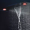 black shower head luxury hotel big rain waterfall 3 functions howerhead electricity led light 600 x 800 mm 304 stainless steel