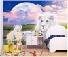 壁紙カスタムポーの壁紙3D壁3 Dシンプルな夢のライオンプレーリーチャイルドルーム背景壁紙の生きた装飾