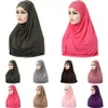 Muslim Women Girls Hijab Islamic Hijab Scarf One Piece Fashion Solid Color Soft Headscarf Arabic Headwrap Rhinestone Hijab