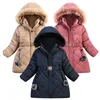 Fashion Girls Coats Kids Hooded Jacket Winter Warm Thick Long Jackets 4 5 6 7 Years Children Clothes Outerwear 211204