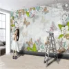 Papier peint floral personnalisé 3D papillon fleur perle magnifique salon chambre fond de mur décoration murale peint mural-revêtement mural