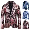 Herrdräkter Blazers Baroque Mens Luxury Sequin Jackets Stage Costumes For Singers Court Royal Blue Print Party Dress Club2484