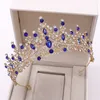 Barock Retro Rose Gold Peach Crystal Bridal Tiaras Crown Rhinestone Pagant Prom Diadem Brud Headband Wedding Hair Tillbehör