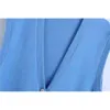 Streetwear Femmes Bleu Pull Gilet Mode Dames Col En V Réservoirs Tricotés Causal Femelle Chic Diamdons Bouton Cardigans 210527