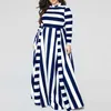 Women's Sexy Plus size Dresses Women Loose Long Sleeves Round Neck Horizontal Vertical Stripes Plus -Size Dress Fashion Casual Wear